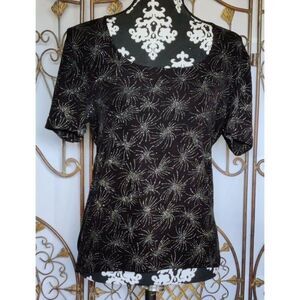 Women's Large Sliver Print Stretch Top‎ Vintage 90s Frazier Lawrence Formal Top